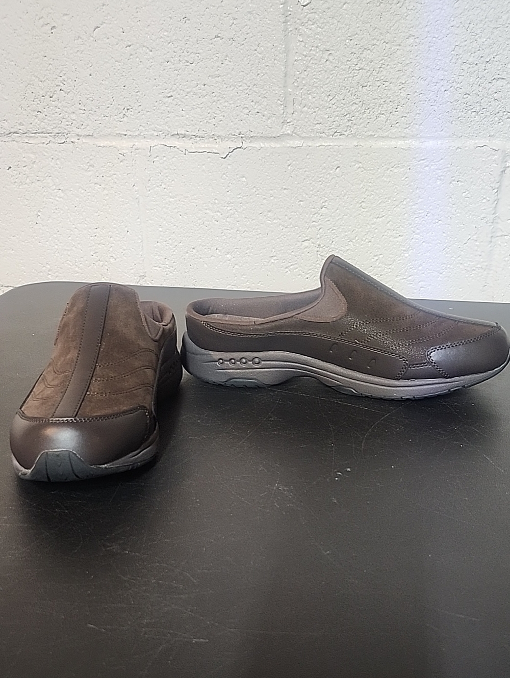 Easy Spirit Womens Set Travel Time Dark Brown Slip-On Comfort Mules